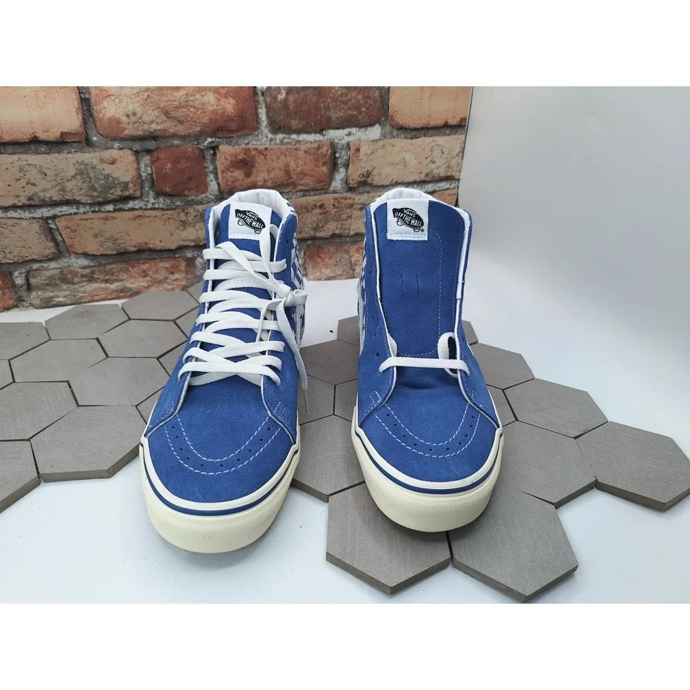 Vans Sk8-Hi Checkerboard Sidewall Classic Blue White Men Sz 11.5 Awake NY Style